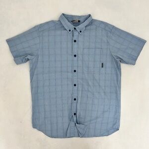 Columbia Mens Size L Button-Down Shirt Light Blue Regular-Fit Sportswear Plaid